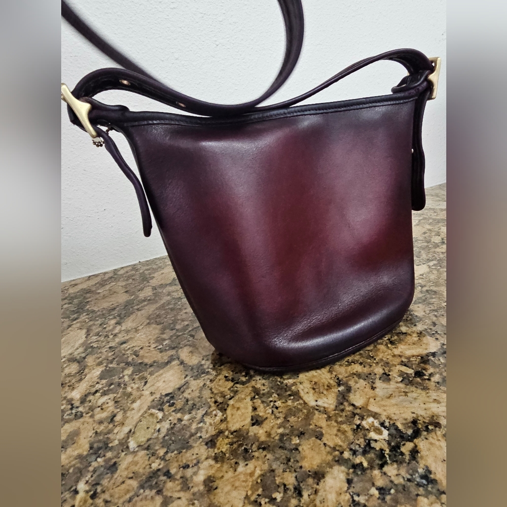 Recycled Riot Vintage Coach Maggie dyed in luscious warm red and purple patina - Picture 4 of 16